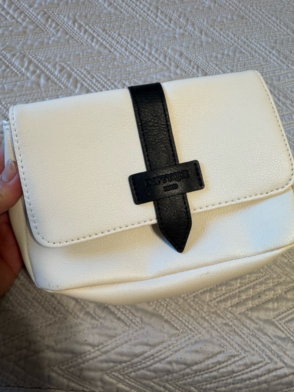 diptyque White Leather Mini Cosmetic bag